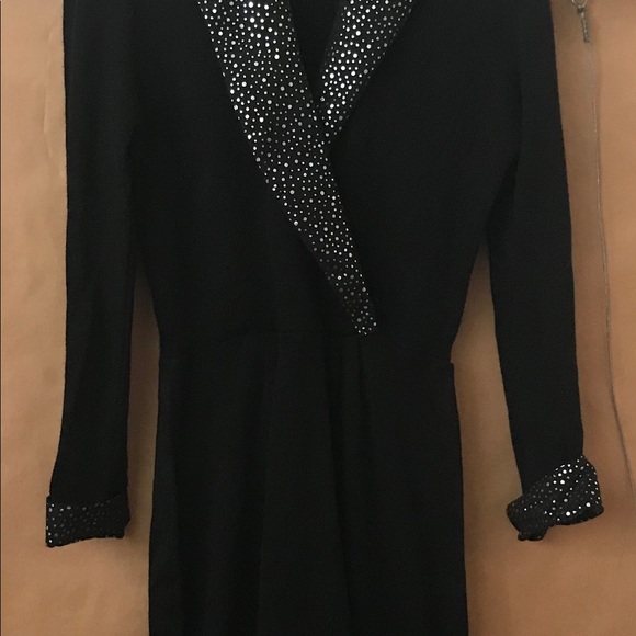 Vintage St John Knit Black Dress Sequins sz 6 USA Original Owner Holiday Dress - Picture 4 of 16